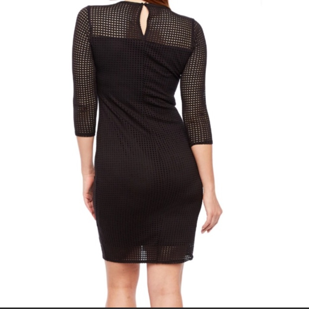 Bold Elements Black Mesh Bodycon 3/4 Sleeve Dress